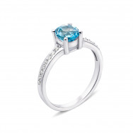 Серебряное кольцо с топазом swiss и фианитами (Тд0033-R/12/5388)