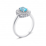 Серебряное кольцо с топазом swiss и фианитами (Тд0050/топsw-R)