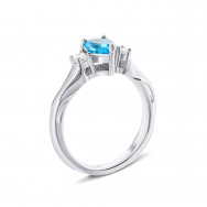 Серебряное кольцо с топазом swiss и фианитами (Тд0057/топsw-R)