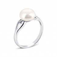 Серебряное кольцо с жемчугом и фианитами (1791/1р-PWT)