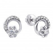 Серебряные пуссеты Цветы с фианитами (2441/9р-CZ)