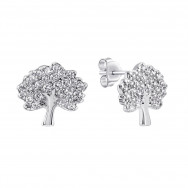 Серебряные пуссеты Дерево с фианитами (ASE02988)