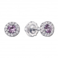 Серебряные пуссеты с аметистом и фианитами (2111/9р-AMT)