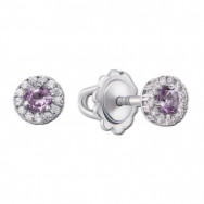 Серебряные пуссеты с аметистом и фианитами ( 2112/9р-AMT)