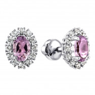 Серебряные пуссеты с аметистом и фианитами (2438/9р-AMT)
