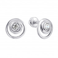 Серебряные пуссеты с фианитами (2233/1р-CZ)