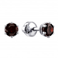 Серебряные пуссеты с гранатом (2090/9р-GAR)