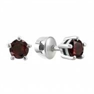 Серебряные пуссеты с гранатом (2093/9р-GAR)