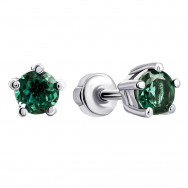 Серебряные пуссеты с зеленым кварцем (2117/9р-QGR)