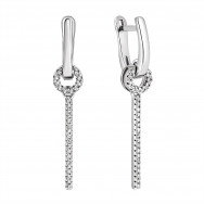 Серебряные серьги-подвески c фианитами (82100б)