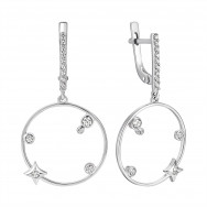 Серебряные серьги-подвески c фианитами (СВ959(зв)с)