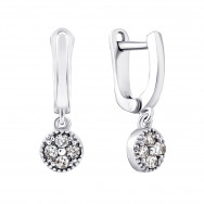 Серебряные серьги-подвески Цветы с фианитами (2272/1р-CZ)