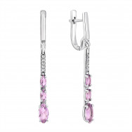 Серебряные серьги-подвески с аметистом и фианитами (2363/1р-AMET)