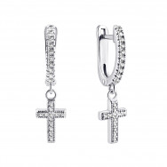 Серебряные серьги-подвески с фианитами (82081б)