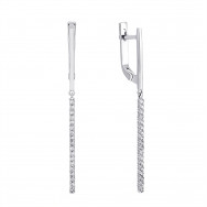 Серебряные серьги-подвески с фианитом (20371)