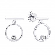 Серебряные серьги-подвески с фианитом (СП152(зв)с)