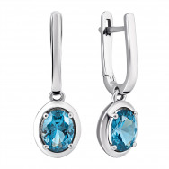Серебряные серьги-подвески с кварцем London blue (2387/1р-QLB)