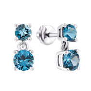 Серебряные серьги-подвески с кварцем London blue (2391/1р-QLB)