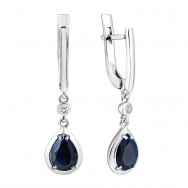Серебряные серьги-подвески с сапфирами и фианитами (2390/1р-HSPH)