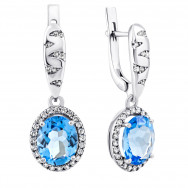 Серебряные серьги-подвески с танзанитом и фианитами (2098/1р-QTANZ)