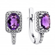 Серебряные серьги с аметистом и фианитами (2124/1р-AMET)