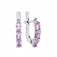 Серебряные серьги с аметистом и фианитами (2981/9р-AMET)