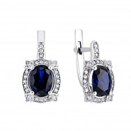 Серебряные серьги с гидротермальным сапфиром и фианитами (2125/1р-HSPH)