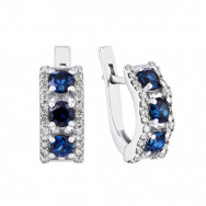 Серебряные серьги с гидротермальным сапфиром и фианитами (2128/9р-HSPH)