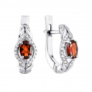 Серебряные серьги с гранатом и фианитами (2039/1р-GARN)