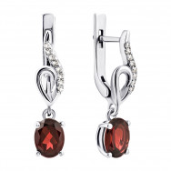 Серебряные серьги с гранатом и фианитами (2059/1р-GARN)
