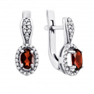 Серебряные серьги с гранатом и фианитами (2085/1р-GARN) 