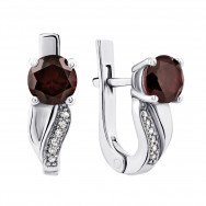 Серебряные серьги с гранатом и фианитами (2429/9р-GAR)