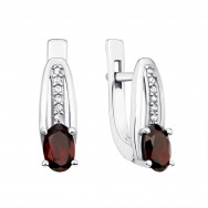 Серебряные серьги с гранатом и фианитами (2835/9р-GAR)