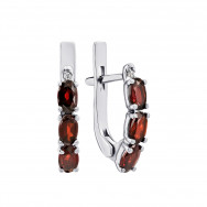 Серебряные серьги с гранатом и фианитами (2981/9р-GARN)