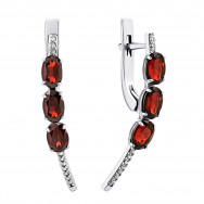 Серебряные серьги с гранатом и фианитами (2990/9р-GARN)