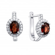 Серебряные серьги с гранатом и фианитами (Тд0006/гр-E)