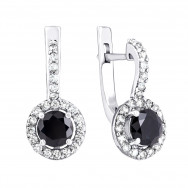 Серебряные серьги с сапфиром и фианитами (2055/9р-NSPH)