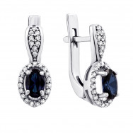 Серебряные серьги с сапфиром и фианитами (2085/1р-NSPH)