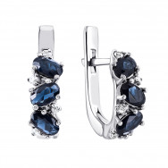 Серебряные серьги с сапфиром и фианитами (2503/9р-NSPH)
