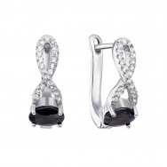 Серебряные серьги с сапфиром и фианитами (Тд0019/сап-E)