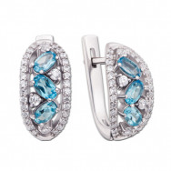 Серебряные серьги с топазом swiss и фианитами (2068/9р-TSWB)