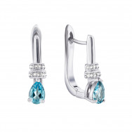 Серебряные серьги с топазом swiss и фианитами (Тд0058/топsw-E)