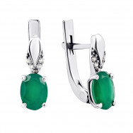 Серебряные серьги с зеленым агатом и фианитами (2078/1р-GRAG)
