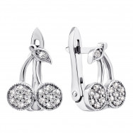 Серебряные серьги Вишенки с фианитами (ЛК-0215р)