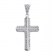 Серебряный крестик с фианитами (ЛК-0057р)