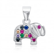 Серебряная подвеска «Слон» с фианитами (2P21401-P/12/1550)