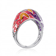 Серебряное кольцо с эмалью и фианитами (12039RA2-R/12/3468)