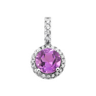 Серебряная подвеска с аметистом и фианитами (SN18024 п ам)