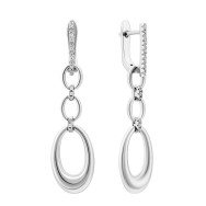 Серебряные серьги-подвески с фианитами (SZDE00344)