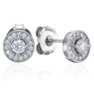 Серебряные серьги-пуссеты с фианитами (SZDE00503-E/12/1)